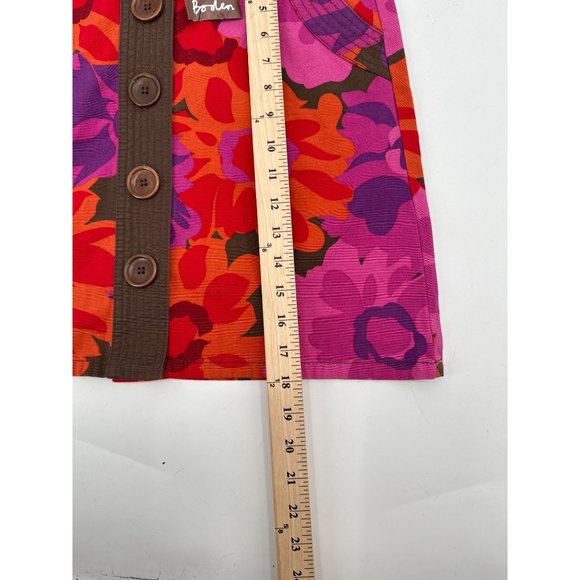 Boden Floral Boho Button Front Mini Skirt Cotton Size 10 - Picture 6 of 10